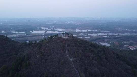 武汉龙泉山风景区远眺亭航拍