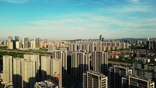 航拍杭州萧山世纪城地标建筑印象城城市风光