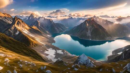 高山湖泊壮丽全景