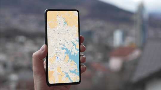 美国巴尔的摩地图在手机屏幕上