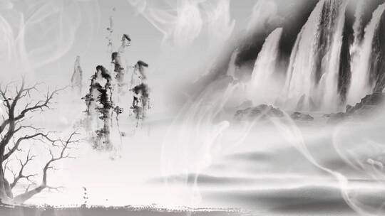山水风景仙鹤飞过烟雾缭绕仙境视频素材模板下载
