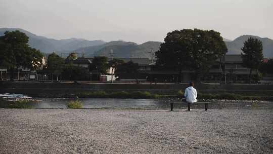 岚山，京都，日本，人