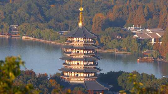 杭州西湖雷峰塔建筑风景