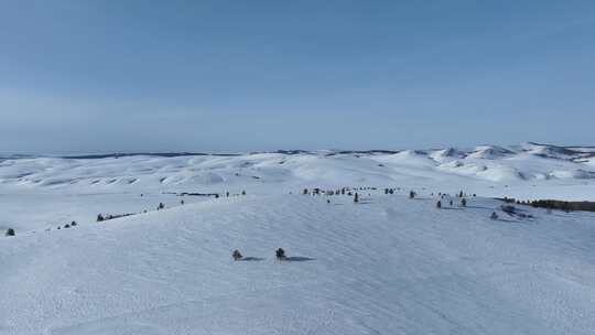 空中拍摄内蒙古寒冬雪原风光