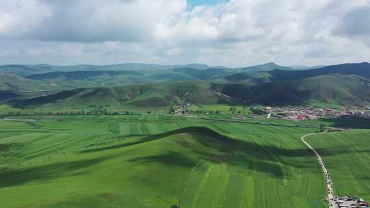 【航拍】草原风光  草原天路  帐篷营地