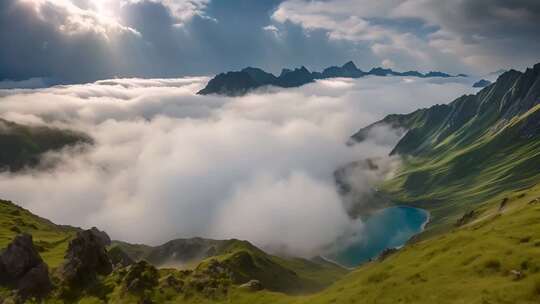 高山云海湖泊自然风光