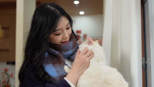 独居女生和猫猫温馨美好生活