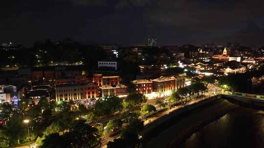 福州闽江两岸烟台山中洲岛江心公园CBD夜景