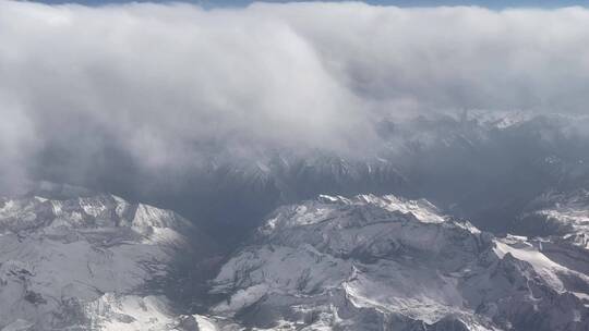 飞机上航拍 俯瞰雪山 藏区大气 原素材_1750
