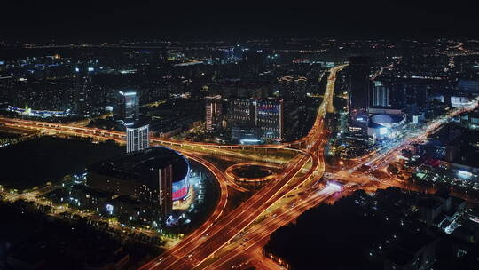 城市道路交通车流立交桥路网繁华夜景