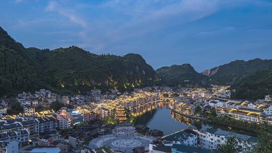 镇远古镇夜景镇远古城夜景延时合集视频素材模板下载