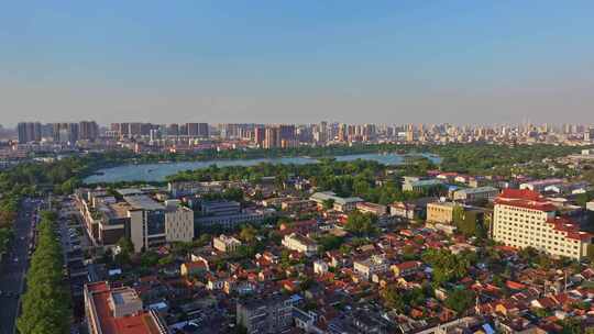 山东济南城市风景航拍全景