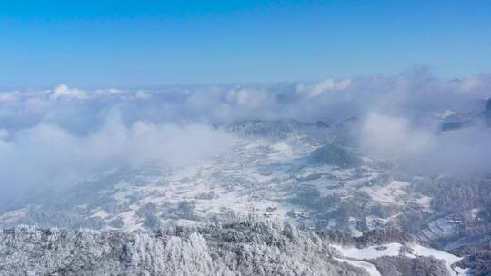 4k航拍恩施雪山雾凇风光