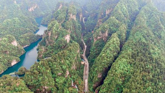 航拍湖南张家界武陵源宝峰湖景区