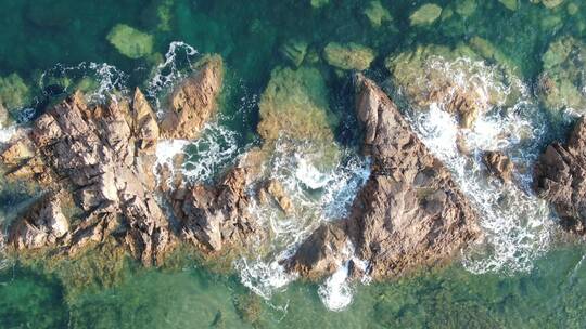 航拍海边沙滩大海海洋