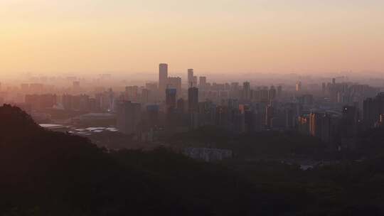 东莞市区日落夜景航拍