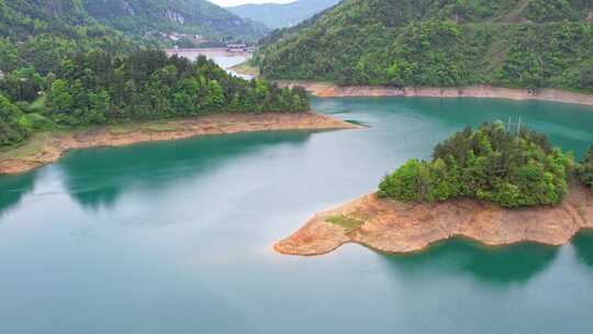 水库湖泊农田水利湖北恩施车坝河水库航拍