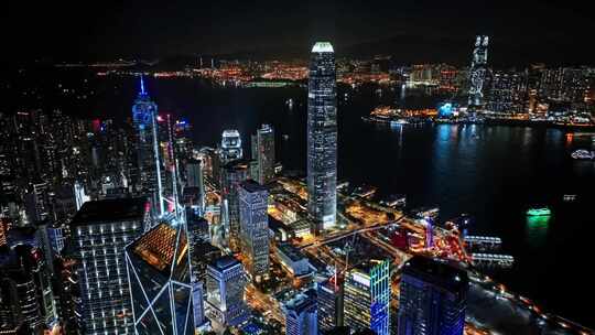 香港夜景航拍4k视频素材模板下载