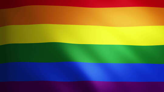 LGBT骄傲旗，带有随风移动的织物纹理。