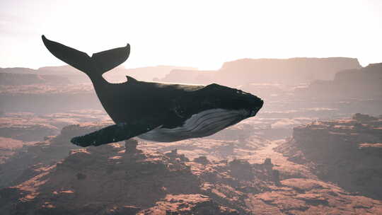 一只大鲸鱼漂浮在空中