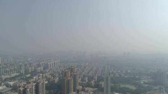 城市空气污染雾霾低能见度航拍素材