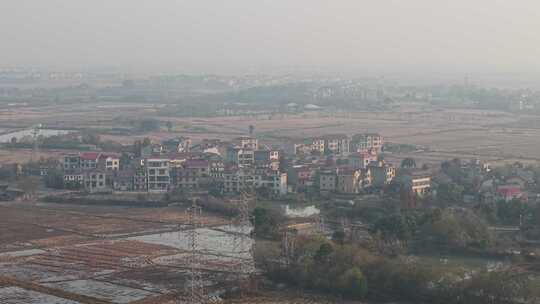 乡村田野鸟瞰全景