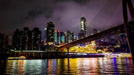 重庆洪崖洞千厮门大桥夜景延时