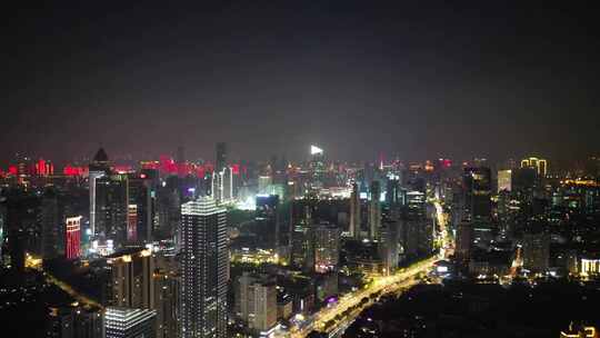 武汉夜景武汉西北湖CBD夜景航拍