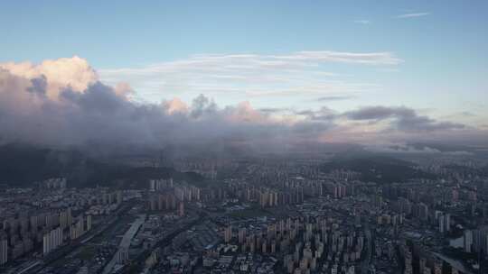 浙江温州城市清晨航拍