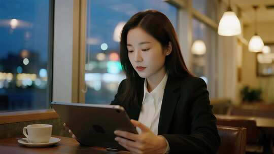 商务女性夜晚加班职业奋斗场景视频