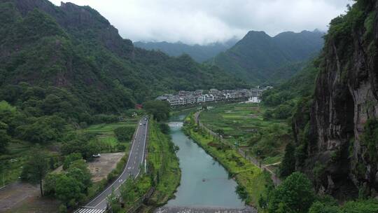 航拍浙江温州楠溪江大若岩景区