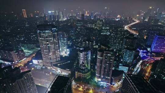 上海大厦车流夜景