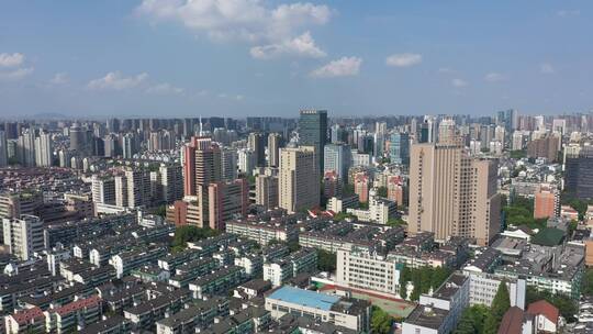 航拍杭州城市上空