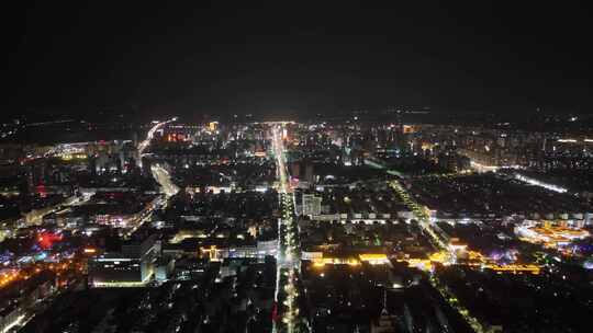 甘肃张掖城市大景夜景灯光交通航拍