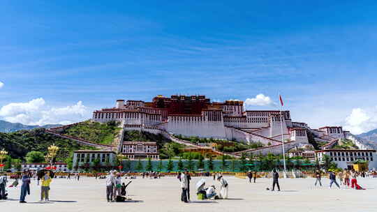 西藏拉萨布达拉宫大范围移动延时4k