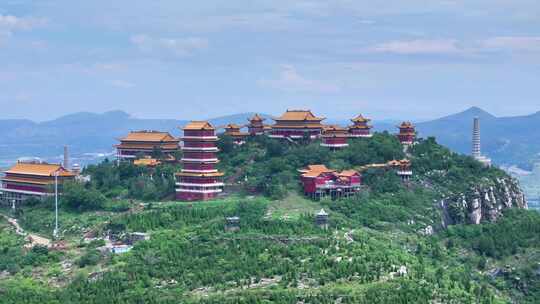 航拍枣庄峄城大光明寺旱地拔葱