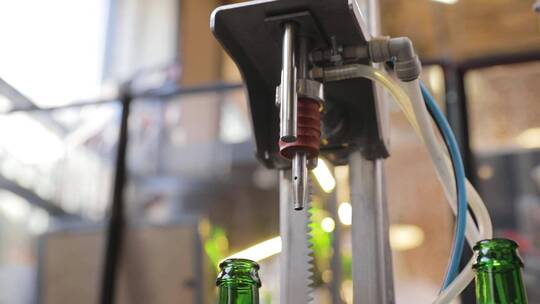 啤酒酿造输送线上的瓶子视频素材模板下载