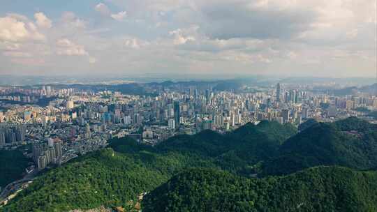 航拍贵阳城市建筑城市空景