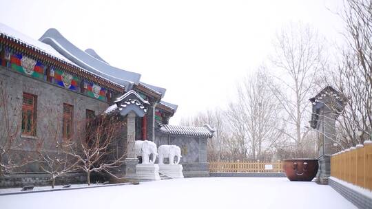 古风四合院雪景视频素材模板下载