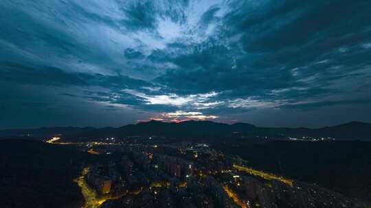 杭州西湖转塘夜景航拍