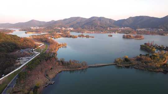 杭州湘湖秋天风景航拍