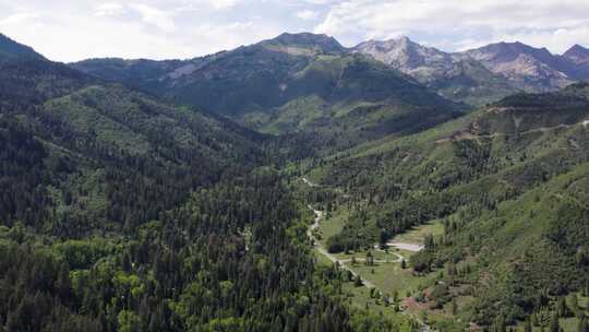 美国福克峡谷夏季风景优美的犹他州荒野；鸟瞰图