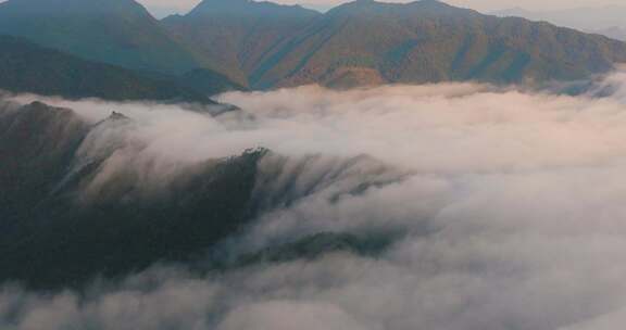 杭州千岛湖山峰高山云海风光航拍