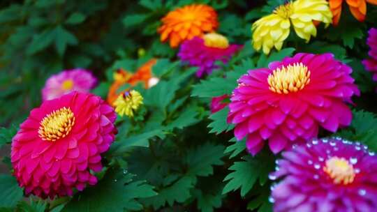 多彩菊花特写