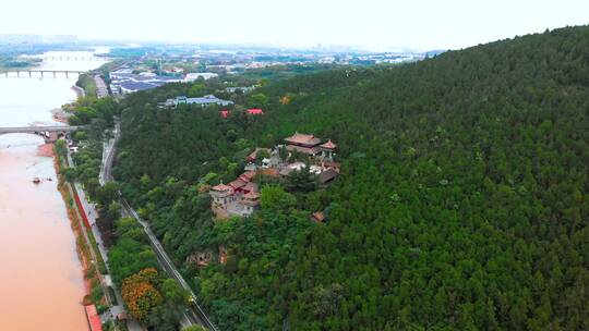 河南洛阳龙门石窟香山寺4k航拍