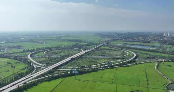 湖北省黄梅县高速公路互通立交航拍