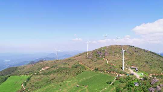 浙江金华东白山风车茶园风景航拍