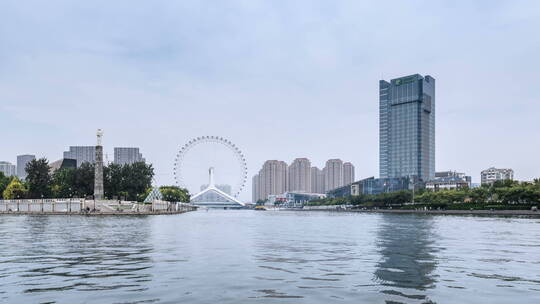 天津之眼及海河风景延时