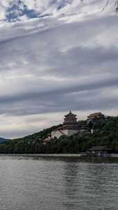 北京颐和园佛香阁日落风景