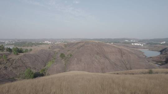 航拍高原丹霞地质山区地质公园